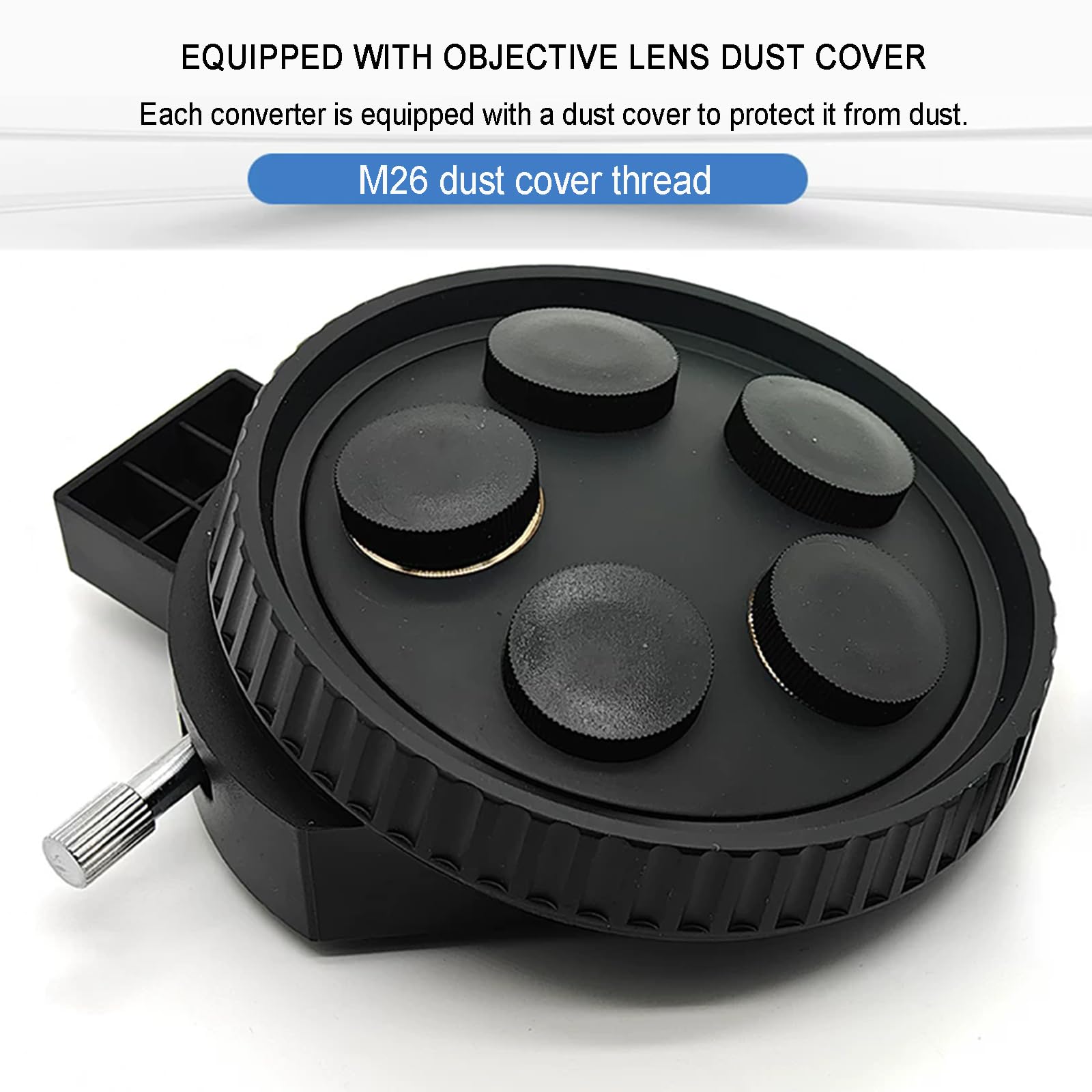 Adaptador De Objetivo para Microscopio, Torreta De Objetivo M26 De 5 Orificios, con Montura De Cola De Milano, Ajustable Paracéntricamente, 103 Mm De Diámetro, para Microscopios Industriales