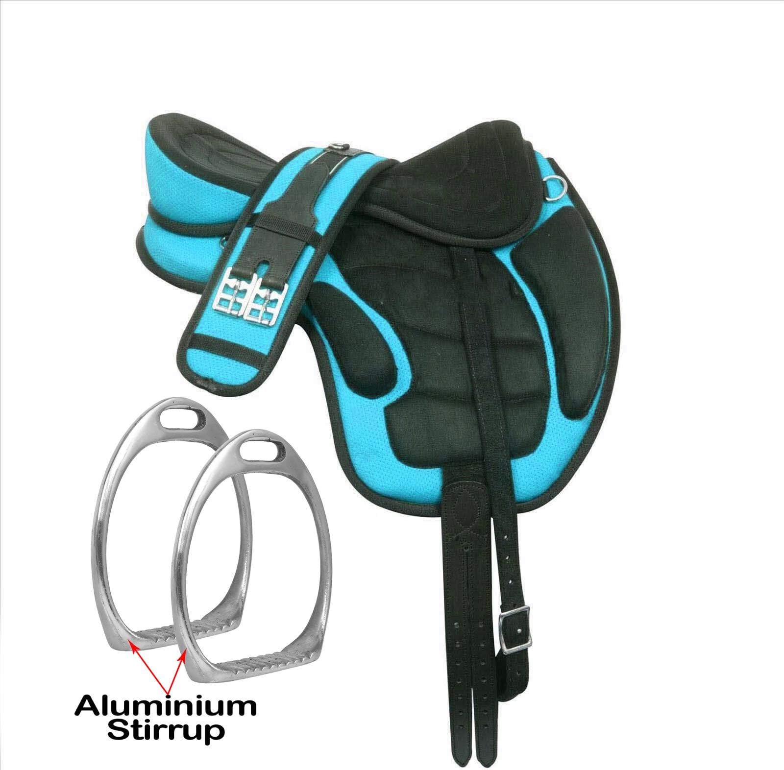 Youth Child English Synthetic Treeless FREEMAX English Pony Miniature Horse Saddle Tack with Handle Get Matching Girth & Leather Straps Size 13" Inches Seat