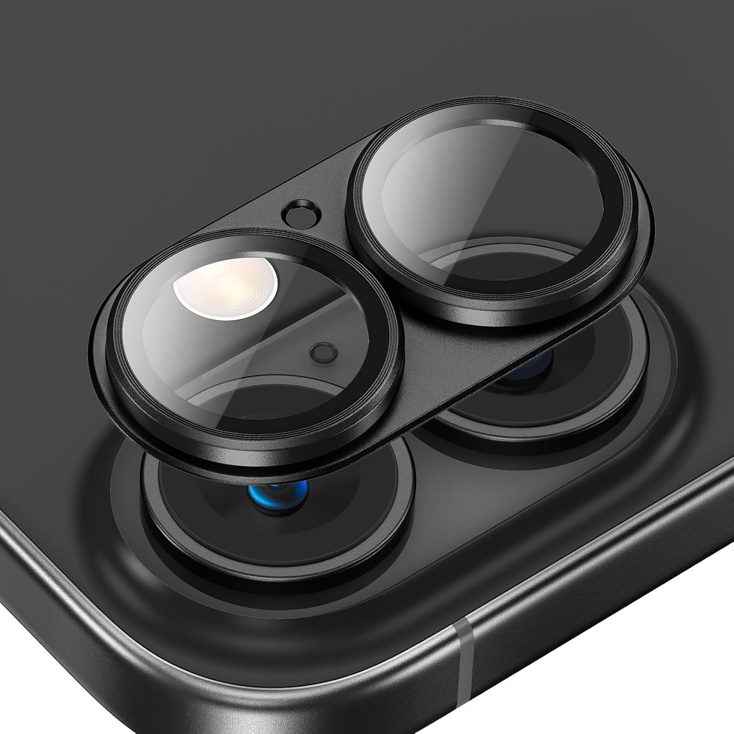 for iPhone 17 Camera Lens Protector, Metal Aluminum Alloy Tempered Glass Cover Camera Screen Protector Accessories, Case-Compatible for iPhone 17 6.3inch Black