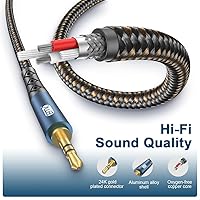 Vista 4 de EMK Cable auxiliar de 90 grados de 0.138 in, cable auxiliar estéreo macho a macho para automóvil, chapado en oro de 24 quilates, calidad de sonido