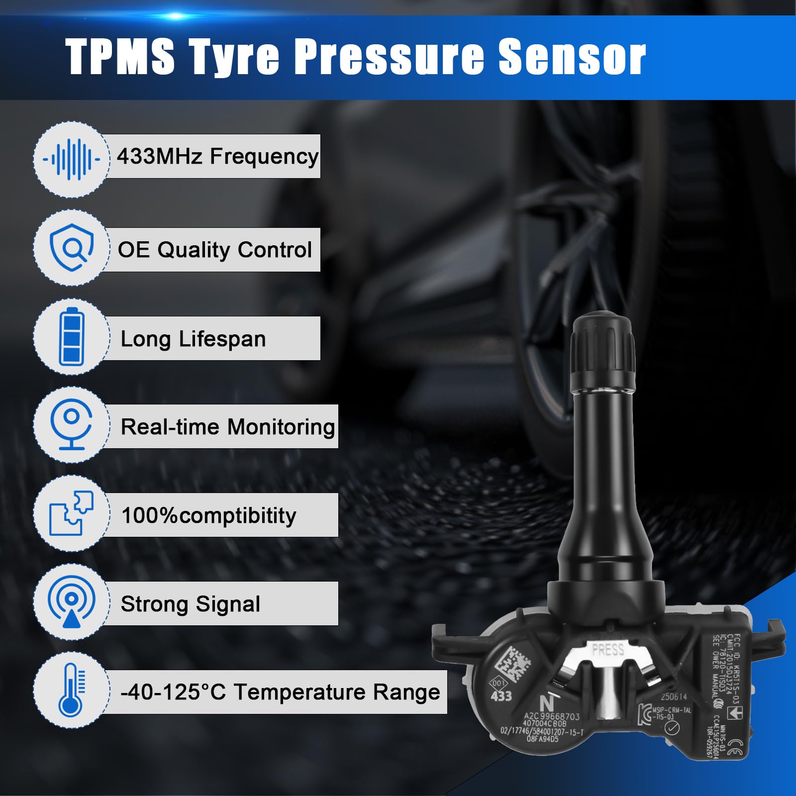 Sensore di Pressione dei Pneumatici Compatibile con Renault Espace V, Kadjar, Megane IV/Grandtour, Scenic IV, Talisman/Grandtour RDKS TPMS Compatibile con Micra V Qashqai II X-Trail 407004CB0A 407004