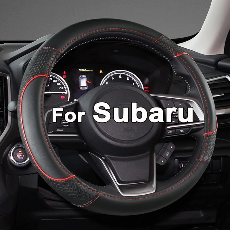 Capa para Volante GIANT PANDA em Couro com Acabamento Preto e Vermelho para Subaru Forester, Outback e Crosstrek, 38,1 cm