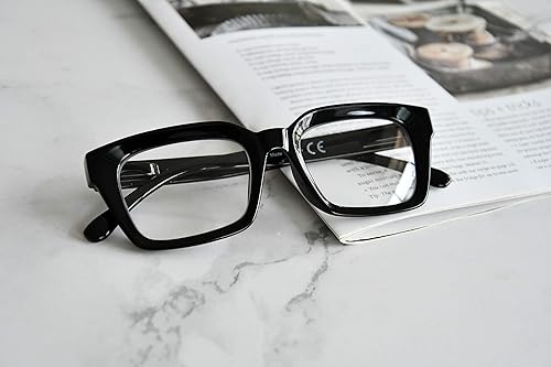 Miniatura 5 de Eyekepper Paquete de 4 lentes de lectura para mujer, diseño cuadrado de gran tamaño para mujer, 4 piezas negro