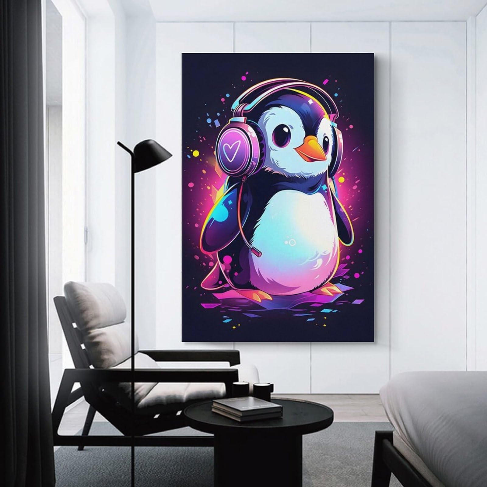 Junmoney Wall Art Print Penguin Music, 20x30inch(50x75cm), for Picture Wall Styling in Lounge Or Bedroom, Wall Decor Suited to Curated Displays