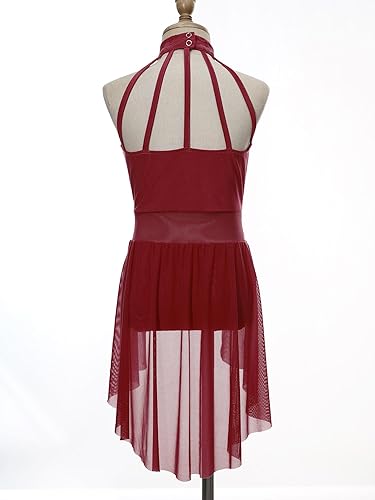 Miniatura 10 de winying Vestido de ballet lírico para niñas y niñas, sin mangas, encaje floral, leotardo contemporáneo, moderno disfraz de baile