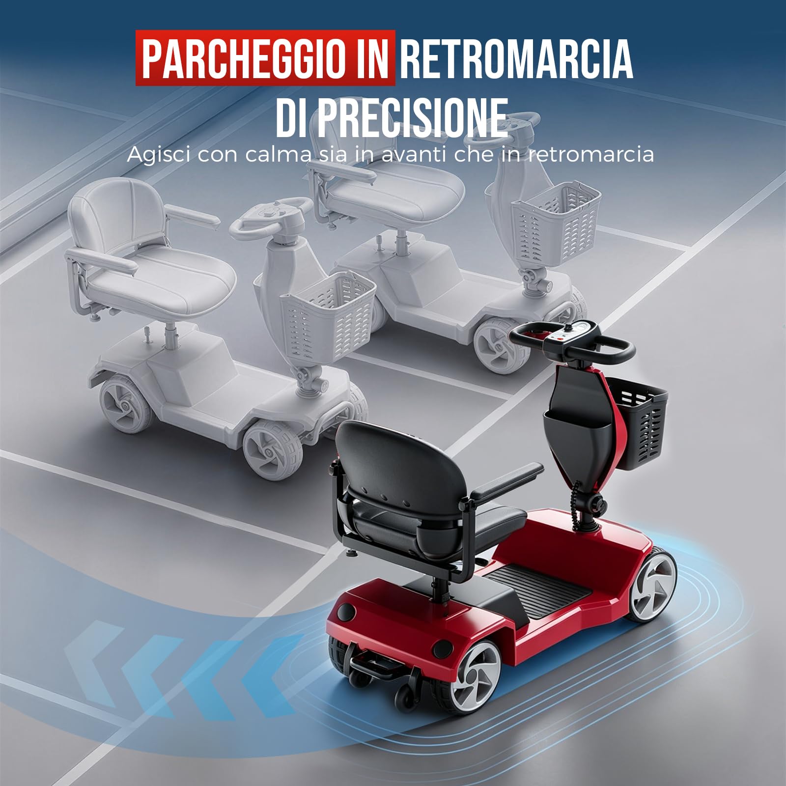 Monopattino pieghevole per anziani, sedia a rotelle elettrica alimentata nera, 4 ruote scooter per mobilità leggera per adulti, scooter per mobilità con sedile, scooter motorizzato da viaggio