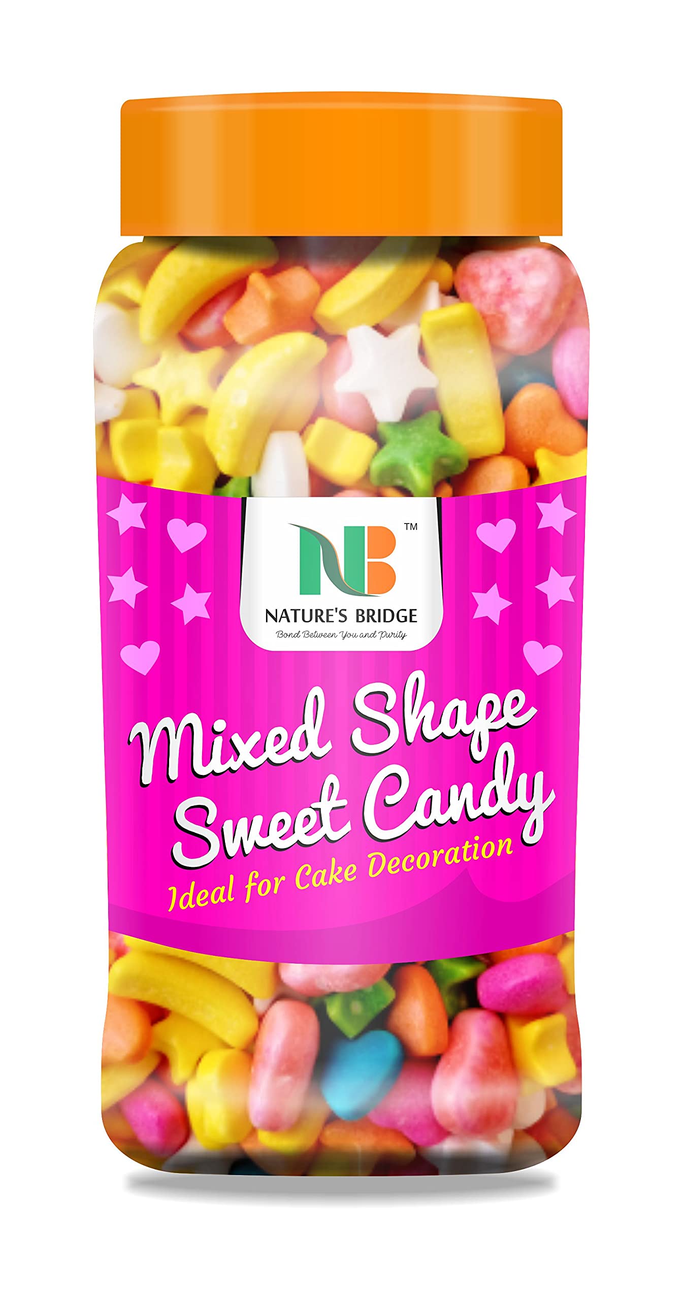 Nature's Bridge Star, Heart, Banana, Strawberry Shaped Sweet Candy Topping (Sprinkles) for Cake Decoration Jar Pack / Mixed Shape Candy / Sprinkles / Cake Decoration - 250 Gm Jar-image-38