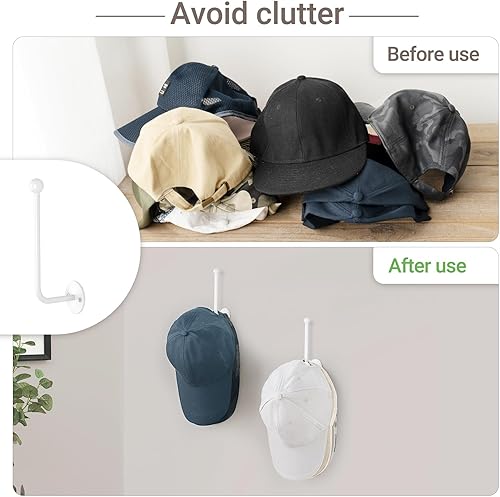 Miniatura 5 de Dahey Organizador de sombreros para gorras de béisbol, 2 piezas, soporte de pared para sombreros de 5 pulgadas, ahorro de espacio, en forma de L,