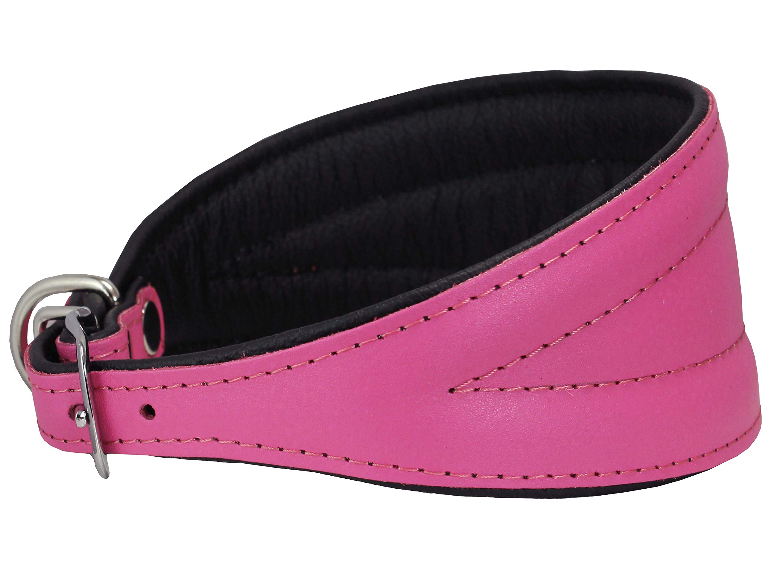 Dogs My Love Hundehalsband, Echtleder, extra breit, gepolstert, konisch, 41,3 - 47,6 cm Halsumfang, 7,6 cm breit, Rosa