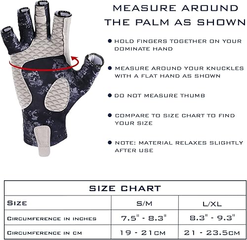 Miniatura 6 de KastKing La Sal Guantes de pesca UPF50+ Guantes de sol Guantes de protección UV Guantes sin dedos para hombres y mujeres para exteriores, kayak