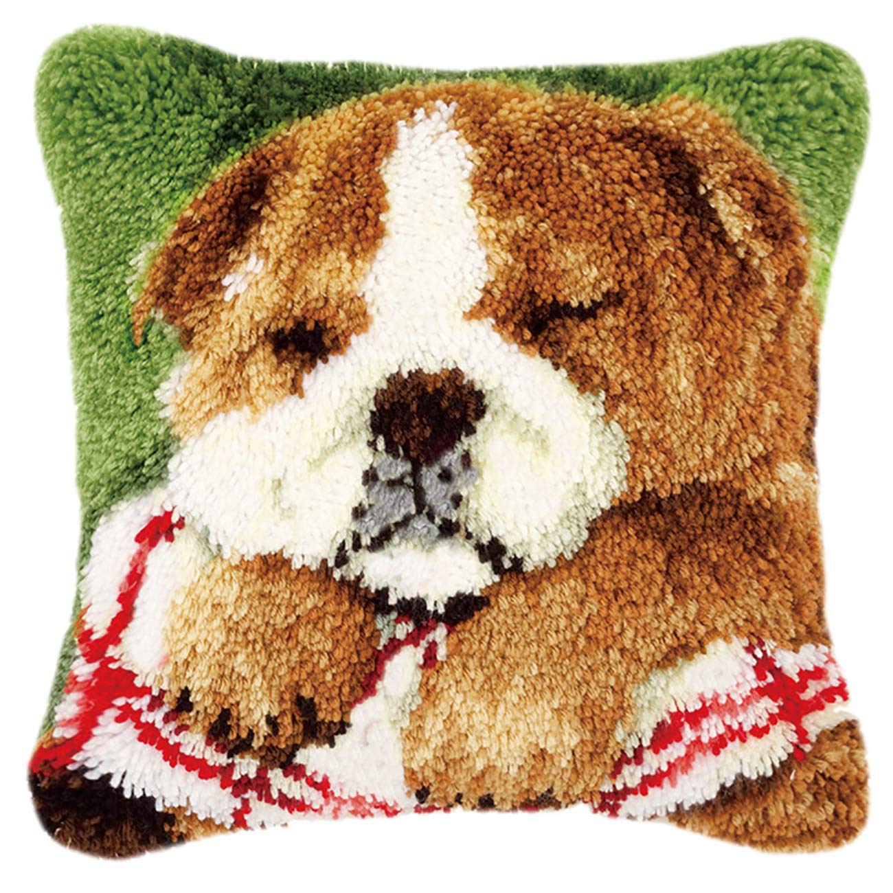 clubevy Latch Hook Kits DIY Crocheting Embroidery Throw Pillow Needlework Cross Stitch Kits (Dog1)