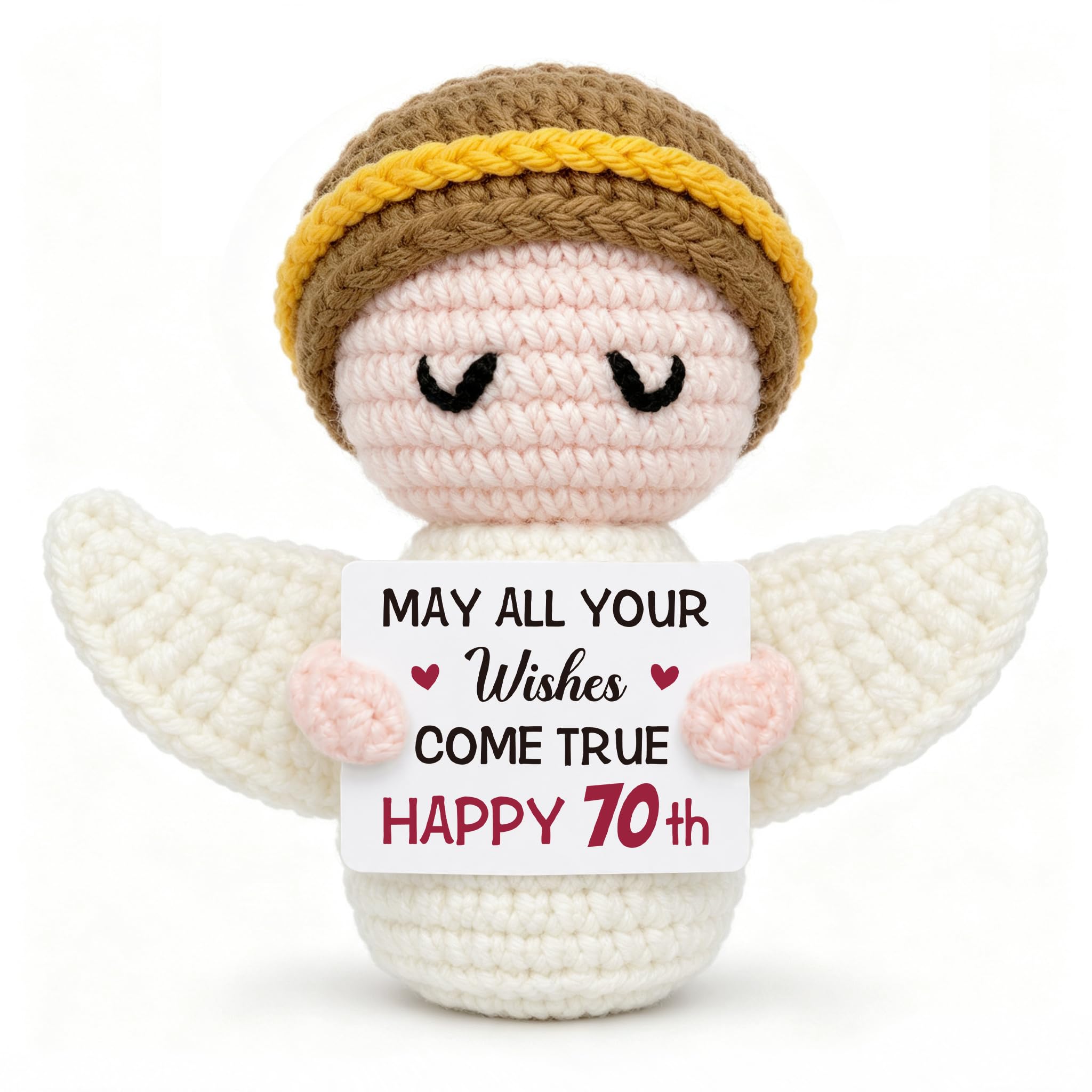 70th Birthday Gifts for Women Men, Handmade Angel Crochet, Pocket Hug Angel