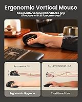 Vista 7 de ProtoArc Ratón ergonómico, EM11 NL Bluetooth recargable inalámbrico vertical, conectividad para 3 dispositivos múltiples para ordenador/PC/portátil