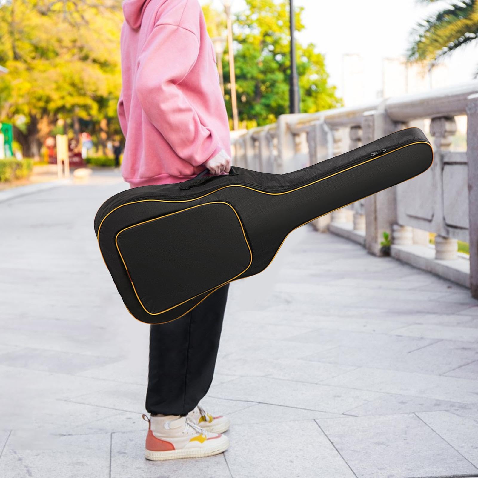 Étui de guitare 3/4 à rembourrage épais, sac de guitare léger, sac de guitare étanche à bretelles, étui de transport confortable pour guitares, sac à dos en tissu Oxford de 0,19 pouces pour éviter la