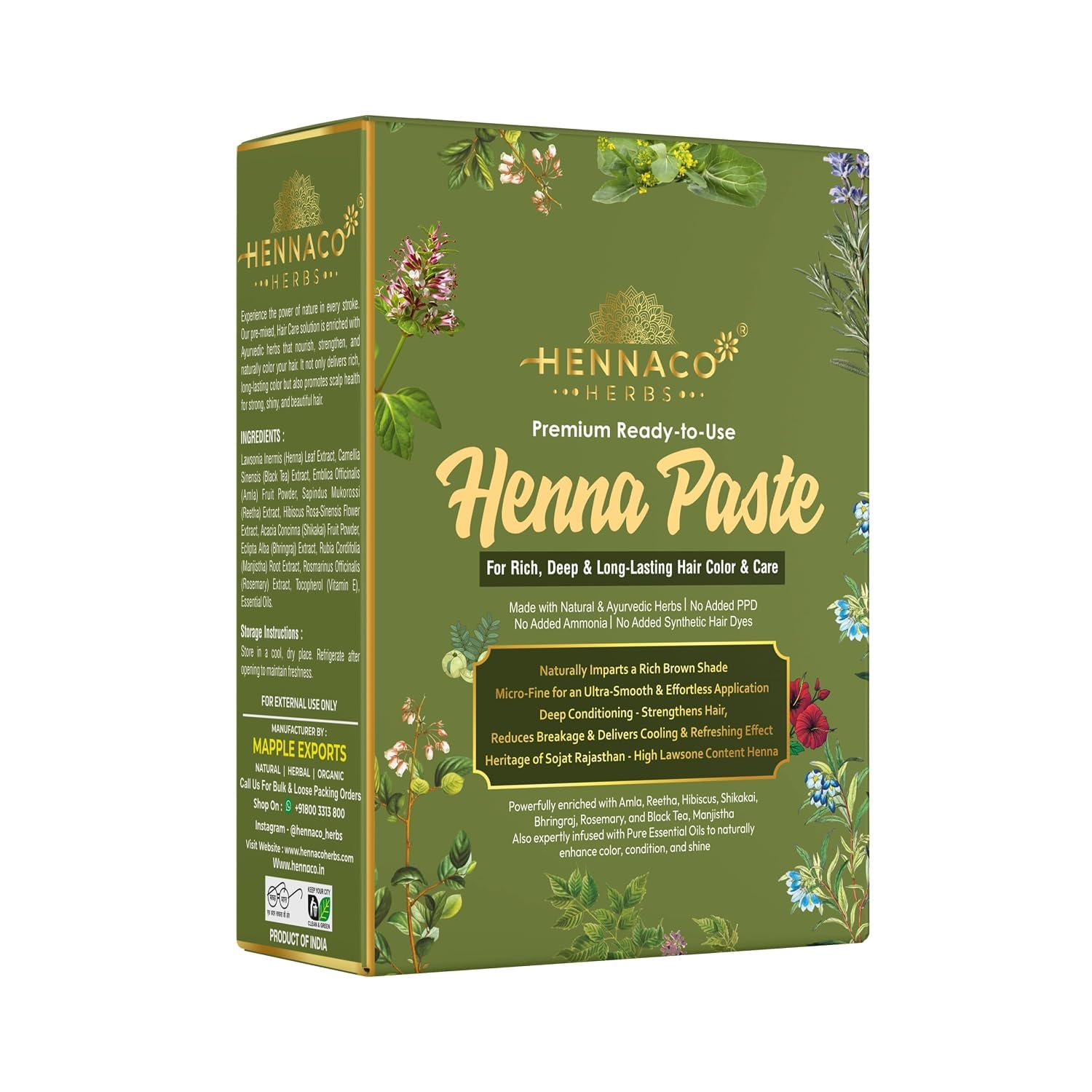 Fresh Ready-to-Apply Henna Paste | Pre-Soaked in Black Tea & Herbs | 100% Natural Rajasthani Henna for Rich Brown Hair Color | Herbal Hair Conditioning & Grey Coverage | No Mixing Required (SET OF 2)-picture-12