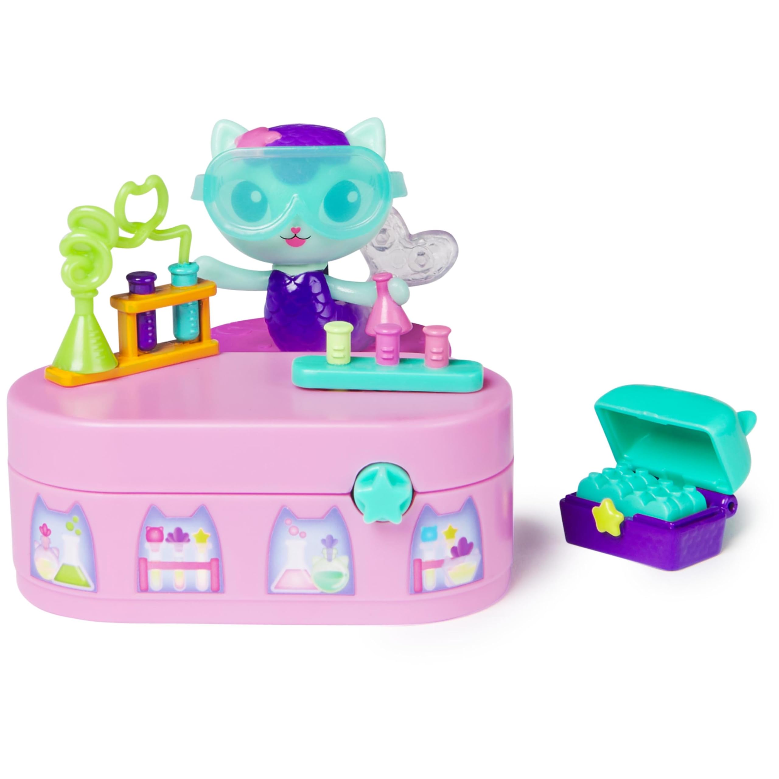 Domek dla lalek Gabby, seria Celebration Baby Box Cat Bobble Figurka z meblami i akcesoriami do domku dla lalek, zabawki dla dzieci dla dziewczynek i chłopców w wieku 3 lat i starszych