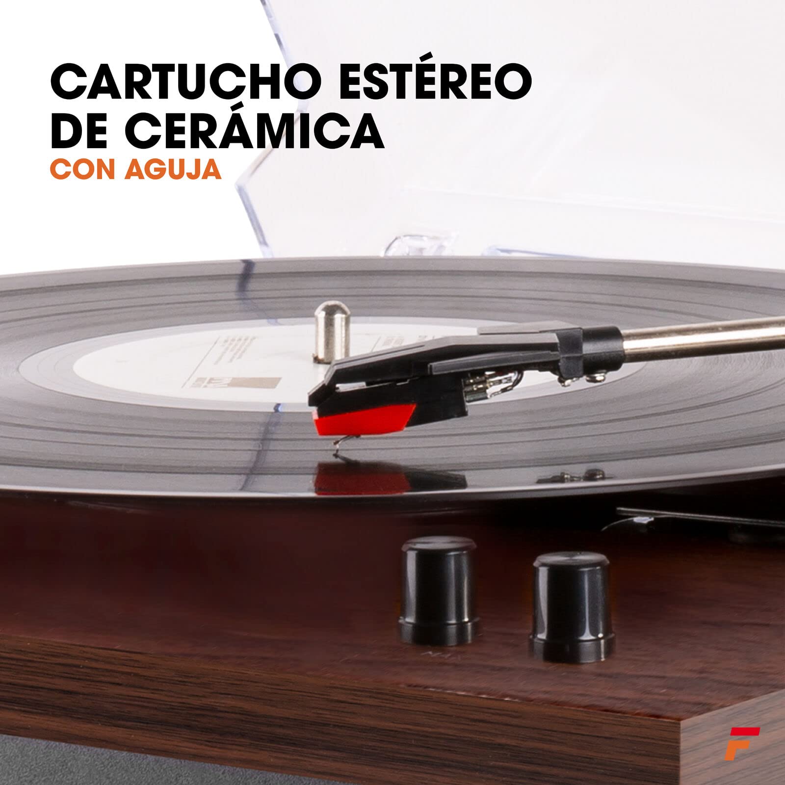 Fenton RP165D - Tocadiscos de Vinilo Bluetooth con 2 Altavoces Integrados, 3 velocidades 33, 45 y 78 RPM, Reproductor Discos de 7, 10 y 12 Pulgadas, Giradiscos Vinilo en Color Madera Oscura