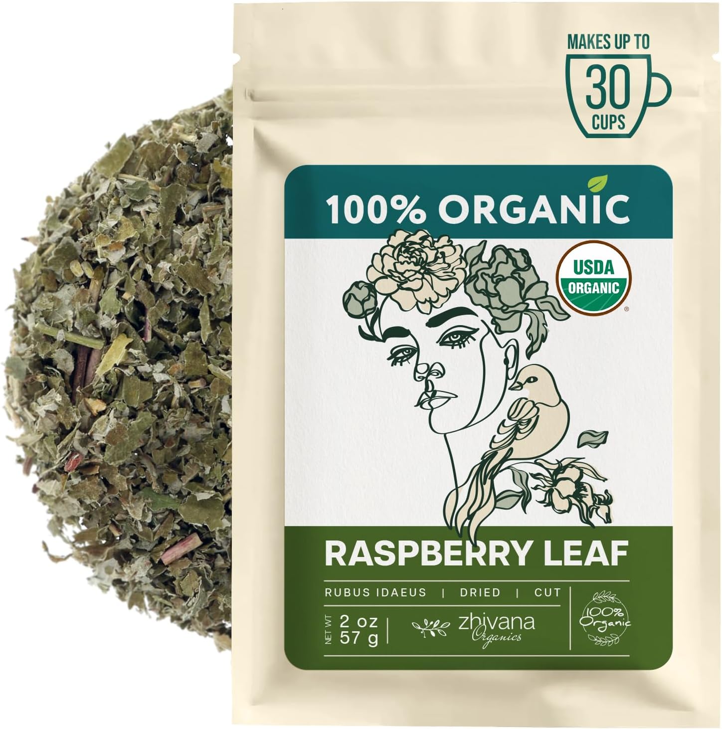 Red Raspberry Leaf Tea Organic โ Loose Raspberry Leaves for PMS Symptom Relief, Healthy Women's Cycle, and Reproductive Health โ 2 Ounces