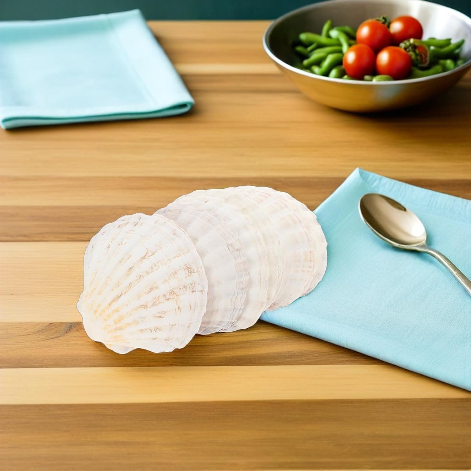 minkissy 12pcs Natural Seashell Plates for Baking and Serving, Beige Shell Trays to Store Candies and Chocolate, Elegant Tableware for Wedding and Banquet Use