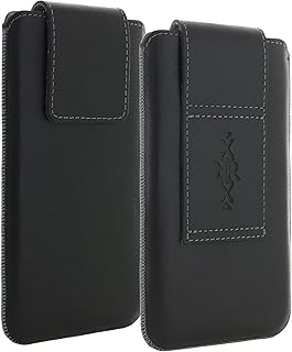 Custodia universale 5XL per cintura in vera pelle adatta per Huawei Honor 9x - Motorola One Action / Hyper / Vision - Samsung Galaxy A70 A71 A80 - Note 8 9/10 Lite / 10 Plus