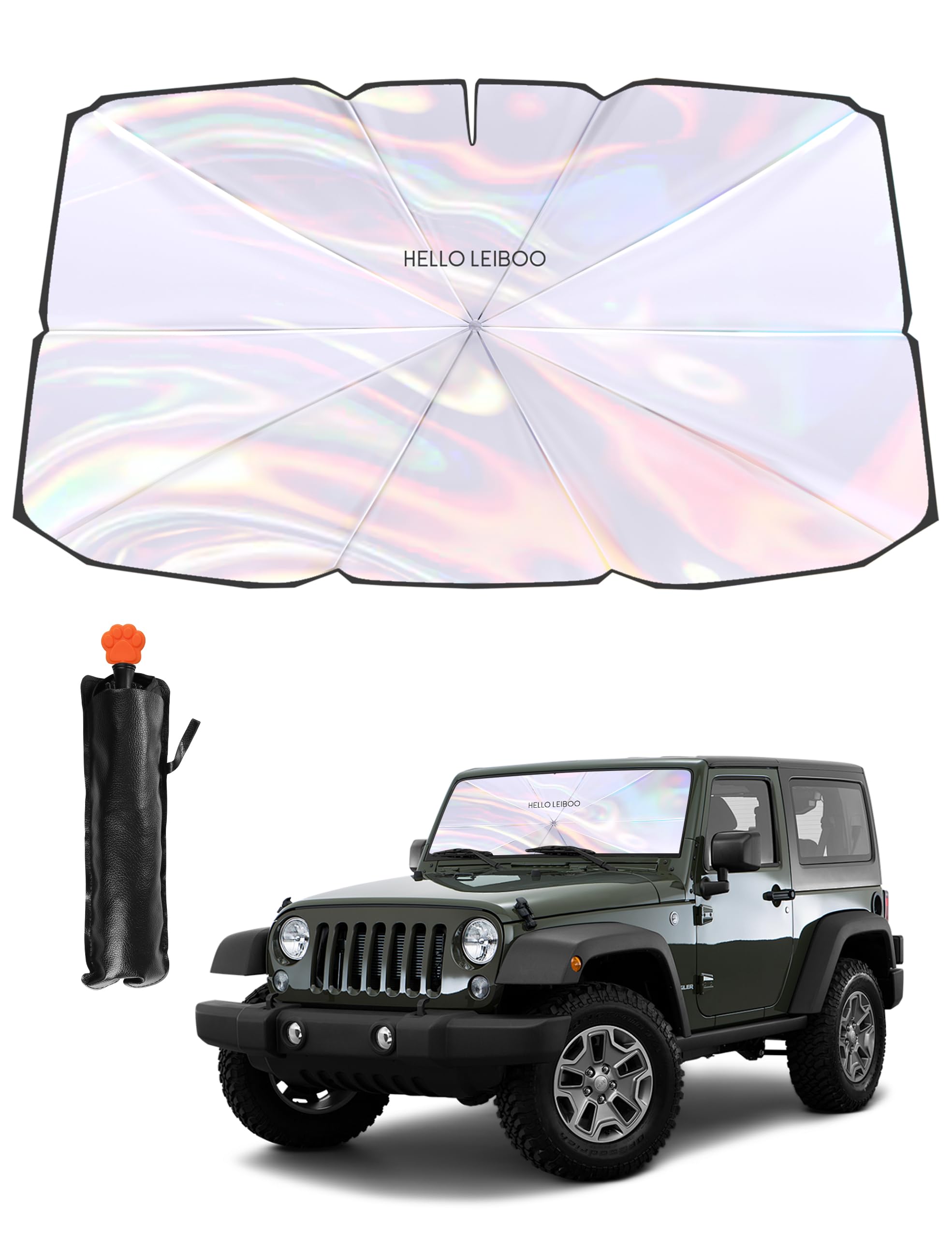 helloleiboo car windshield sun shade umbrella, colorful 360°rotating foldable windshield sun shade front window reflective polyester blocks heat and sun sun shade for cars suv