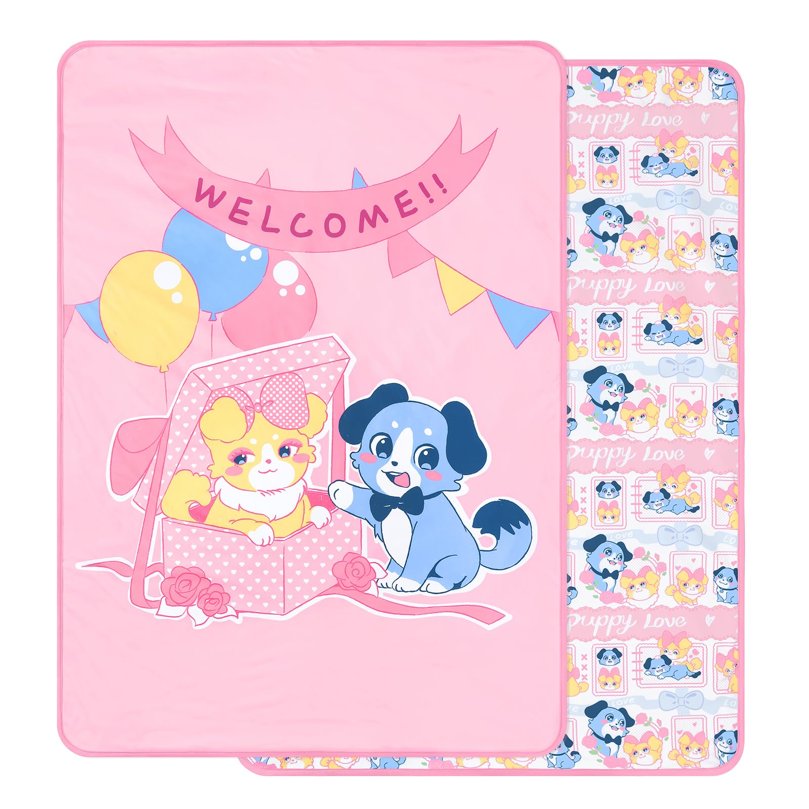 LittleForBig Alèses Adultes Lavables, Réutilisables, Imperméables et Absorbantes - Tapis de Change Imprimé - Motif Puppy Love Little Blue
