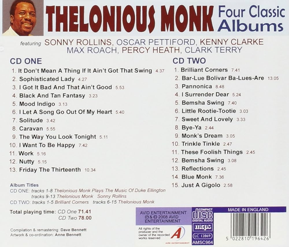 Four Classic Albums: MONK,THELONIOUS: Amazon.ca: Music