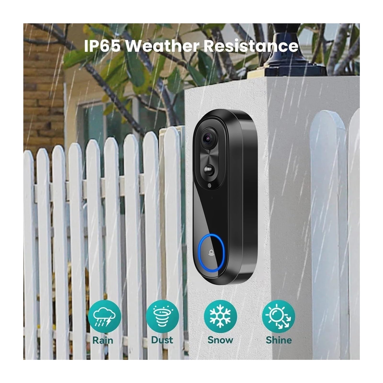 Portero automático. Timbre con cámara y videoportero inteligente W5 con WiFi, detección de movimiento, audio bidireccional, visión nocturna y cámara de seguridad inalámbrica for el hogar. Videoportero
