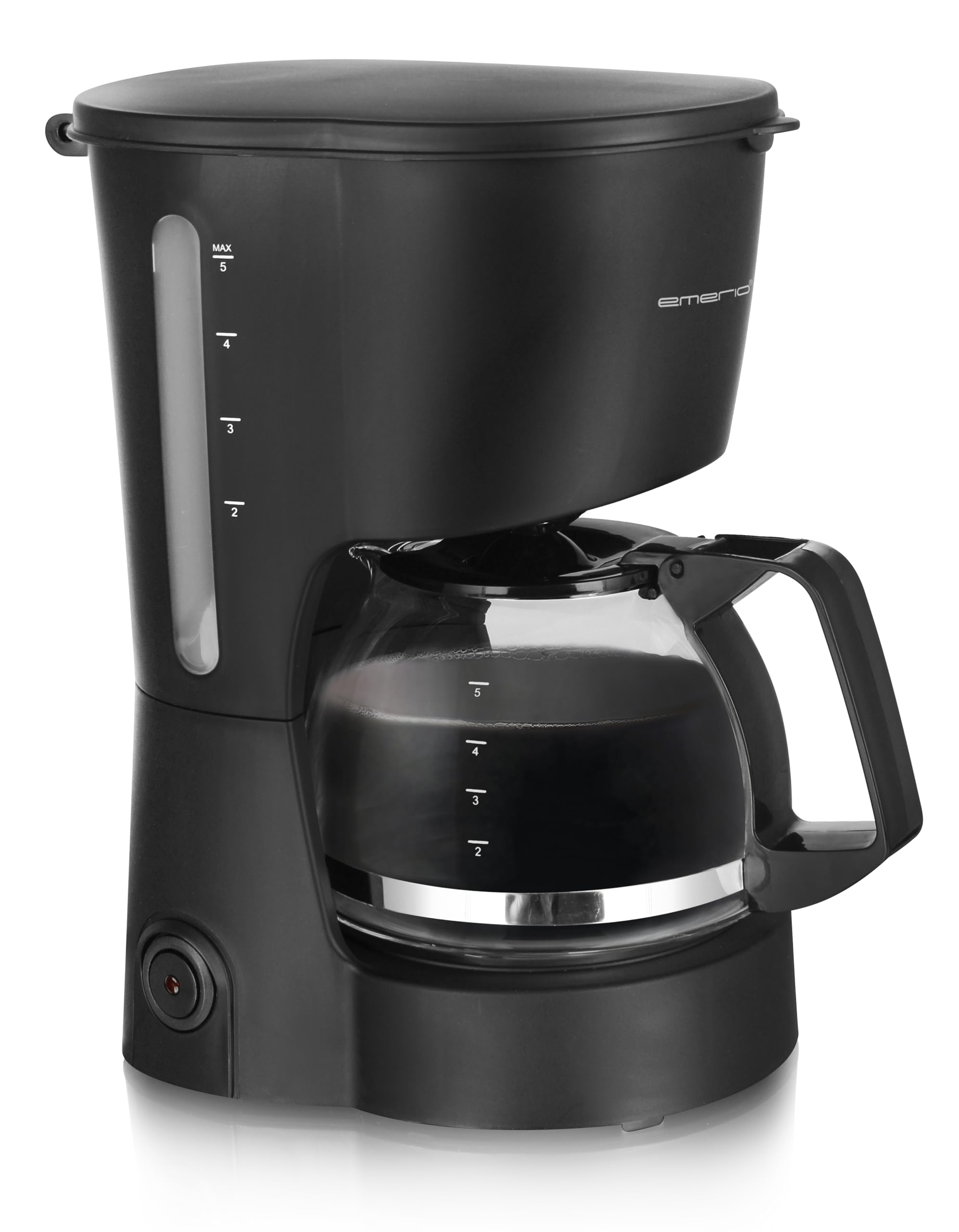 Emerio Small Filter Coffee Maker, 0.6L Glass Carafe for up to 5 Cups of Fresh Coffee, Removable Permanent Filter, Leakproof Function, 40 Minutes Auto Shut-Off, 600W