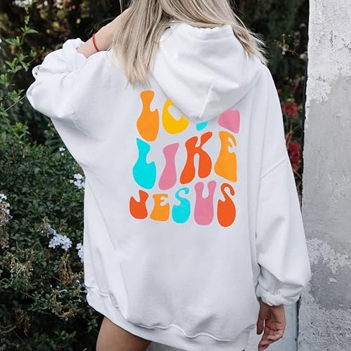 Miniatura 2 de LUKYCILD Camisetas cristianas para mujer Love like Jesus Faith Shirts Religious God Sudadera de gran tamaño con capucha