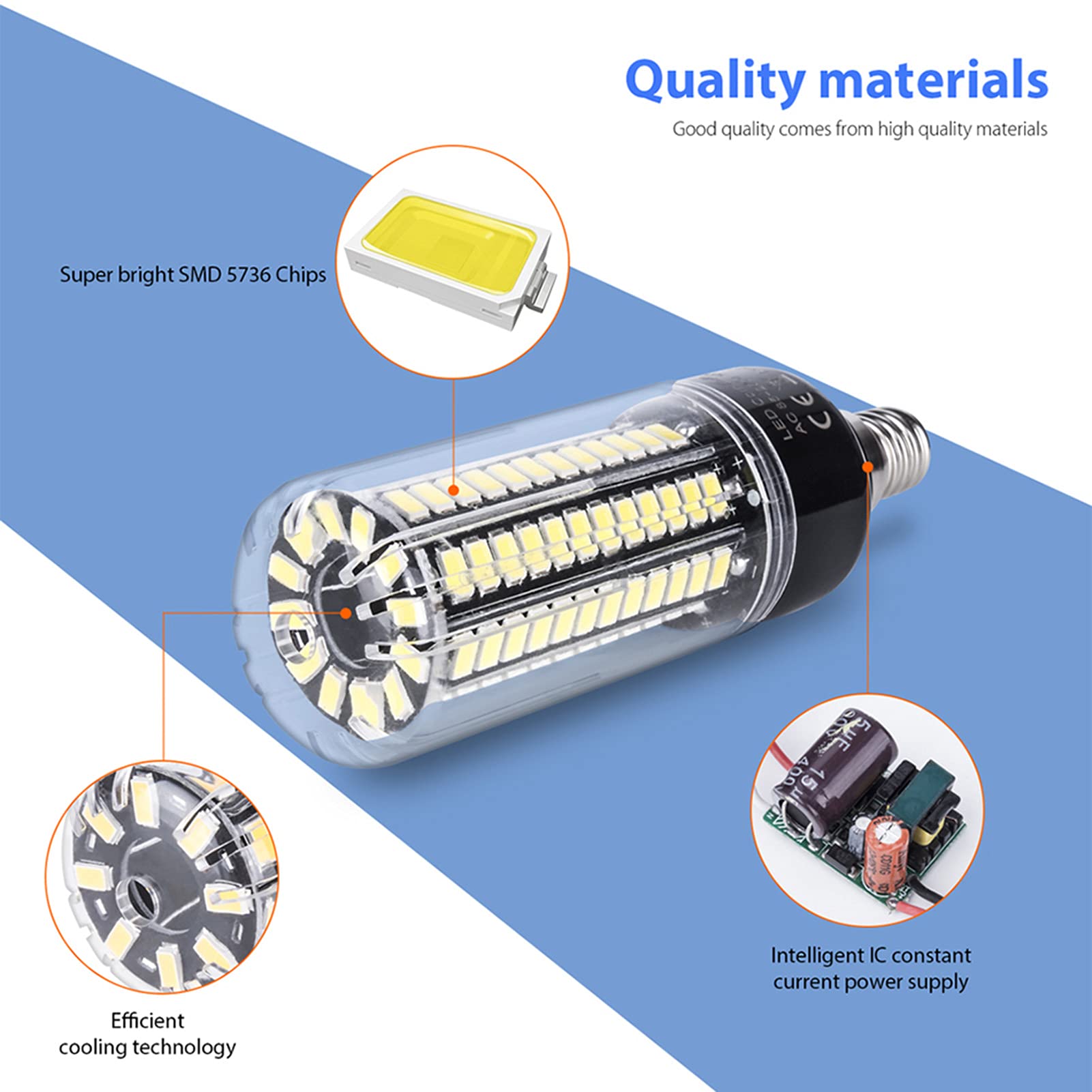 Bombillas LED maíz E27 7 W, 72 LED, 2835 SMD, 730 lm, cálido/blanco brillante, bombilla iluminación decorativa lámpara, lámpara incandescente equivalente a 70 W iluminación del hogar