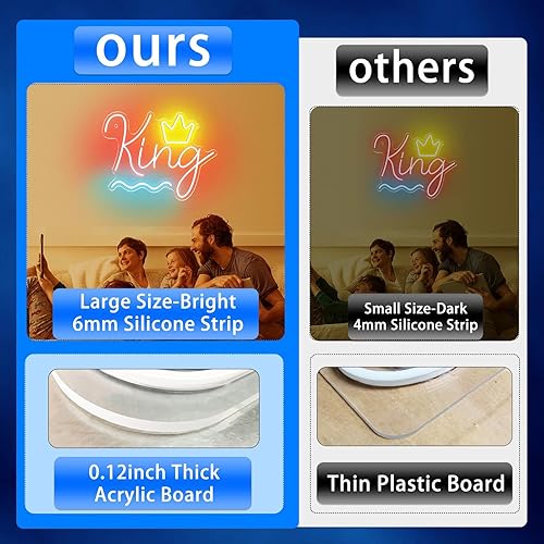 Miniatura 5 de Letreros de neón King para decoración de pared, luces LED grandes con interruptor, letreros de neón para decoración del hogar, decoración