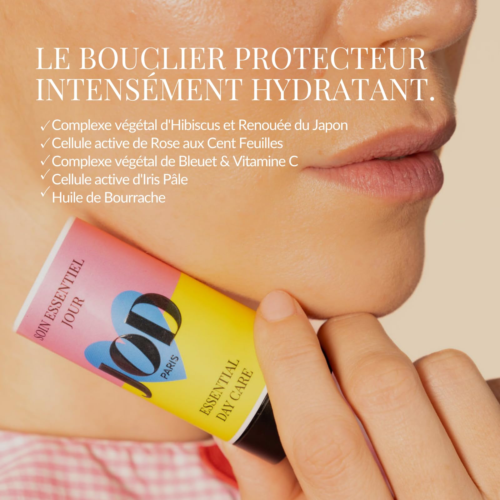 JOD - Soin Essentiel Jour, crème hydratante visage en stick, 100% d'origine naturelle, tous types de peaux y compris sensibles, sans eau donc sans conservateurs, format stick idéal pour le voyage.