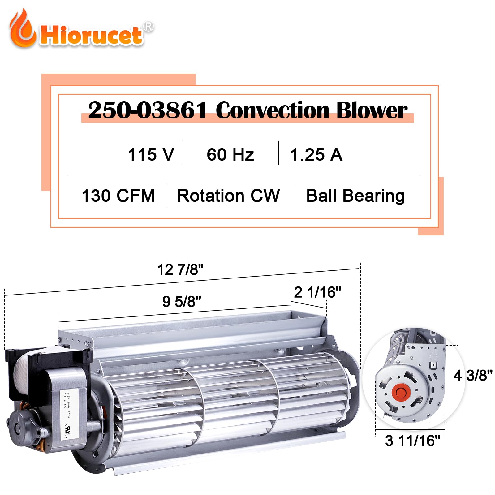 Hiorucet 250-03861 Convection Blower Distribution Fan Motor - View #9