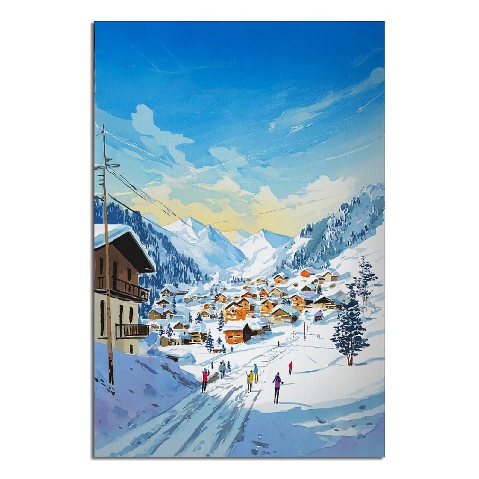 St Anton Ski Posters 20x30inch(50x75cm) Vintage Watercolor Canvas Art