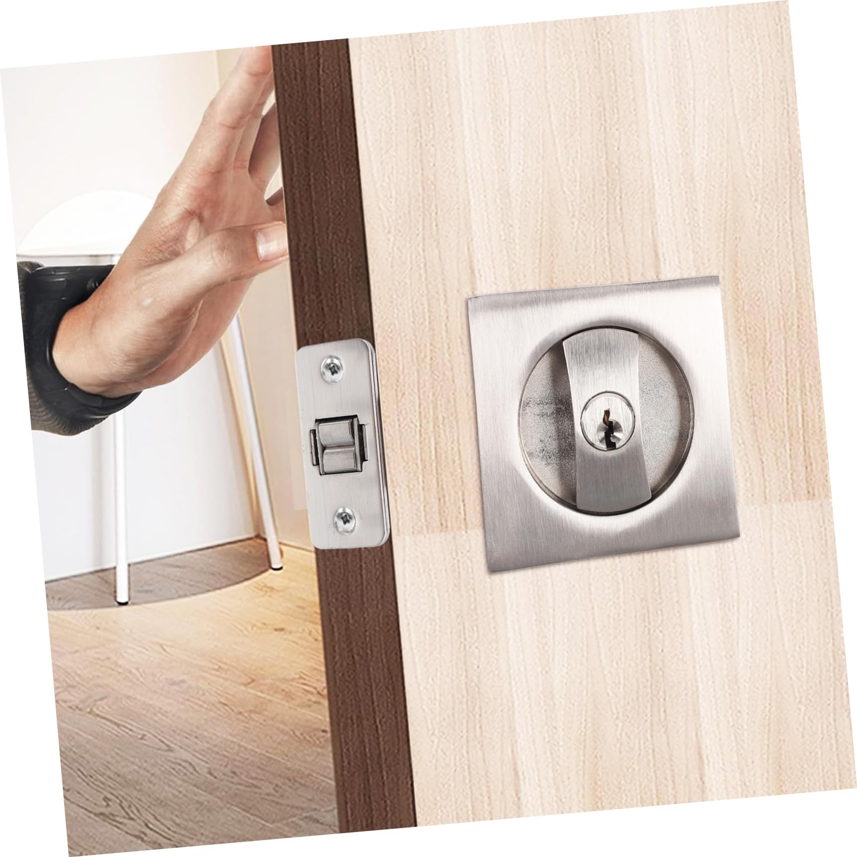 HOMSFOU Cerradura Aleación de Zinc Invisible para Puerta Corredera con Llave Resistente Corrosión y Humedad, para Oficinas y Dormitorios