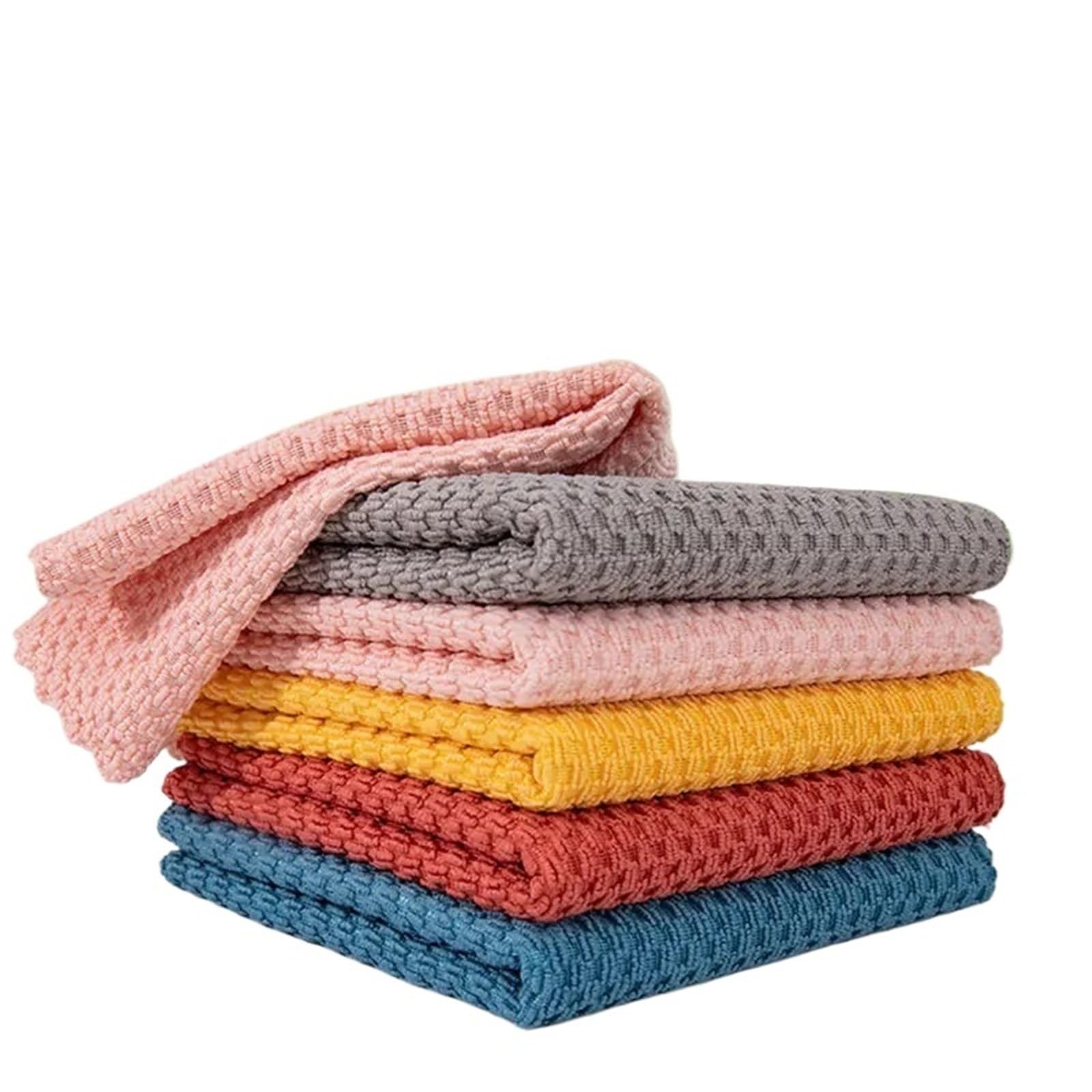 GMEqfhpOPS 5Pcs Kitchen Cleaning Cloths Soft Absorbent Dishcloth Coral Fleece Wiping Towel Rags Household Cleaning Cloth 30X30CM Towels Bath