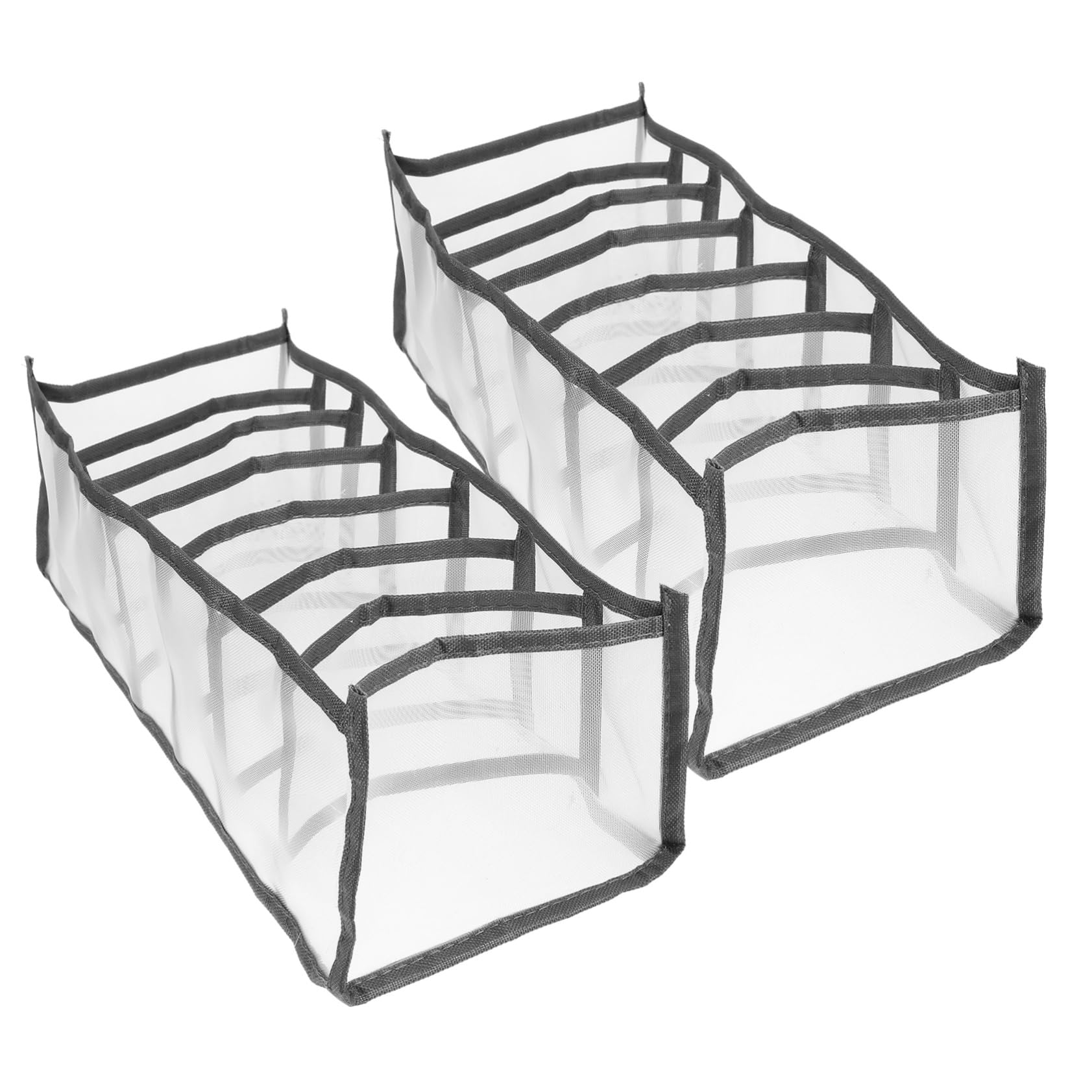 VOSAREA 2Pcs Foldable Fabric Underwear Organizer Box Compartment Storage Case for Socks Ties and Undergarments Space Saving Drawer Divider for Closet and Wardrobe Grey