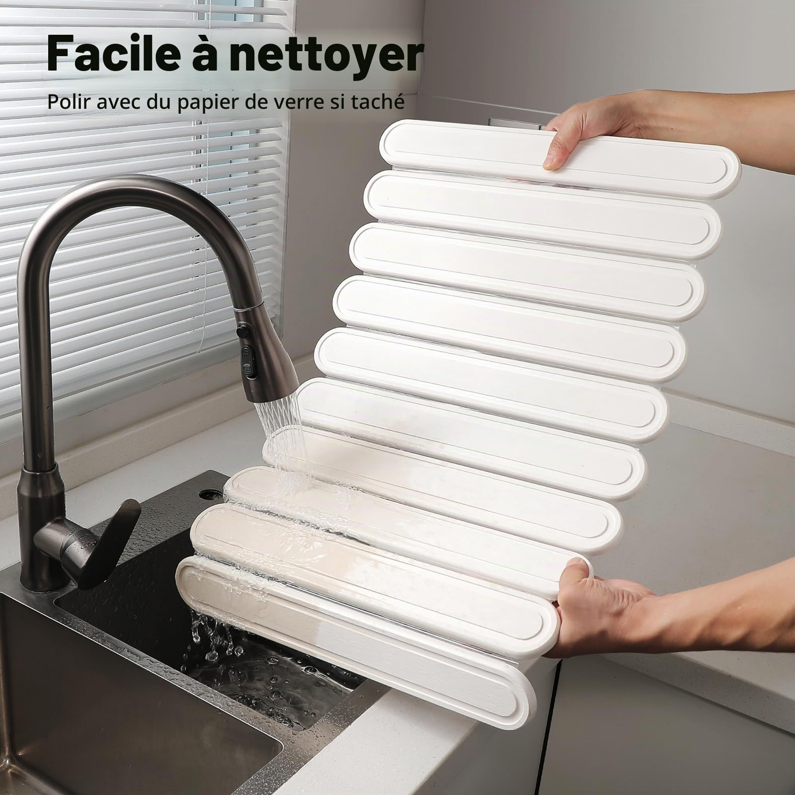 Tapis de séchage pour comptoir de cuisine, tapis de cuisine en pierre à séchage rapide pour vaisselle, bouteilles, tasses, grand tapis de séchage pliable en terre de diatomée