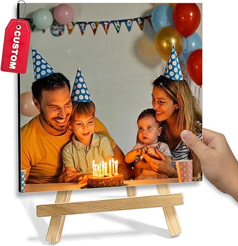 Miniatura 1 de Impresiones fotográficas con caballete, regalos personalizados para cumpleaños con tus fotos, marco de fotos cuadrado para familiares y amigos (6 x