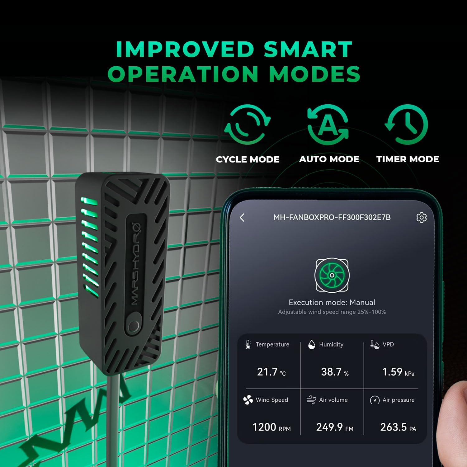 MarsPro App displaying environmental parameters