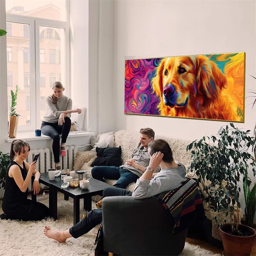 Zestaw do malowania po numerach dla dorosłych i początkujących, Golden Retriever zestaw do malowania według numerów, bez ramy, DIY, obraz akrylowy, rysunek, prezent, rysunek, lakier do relaksu i domu,