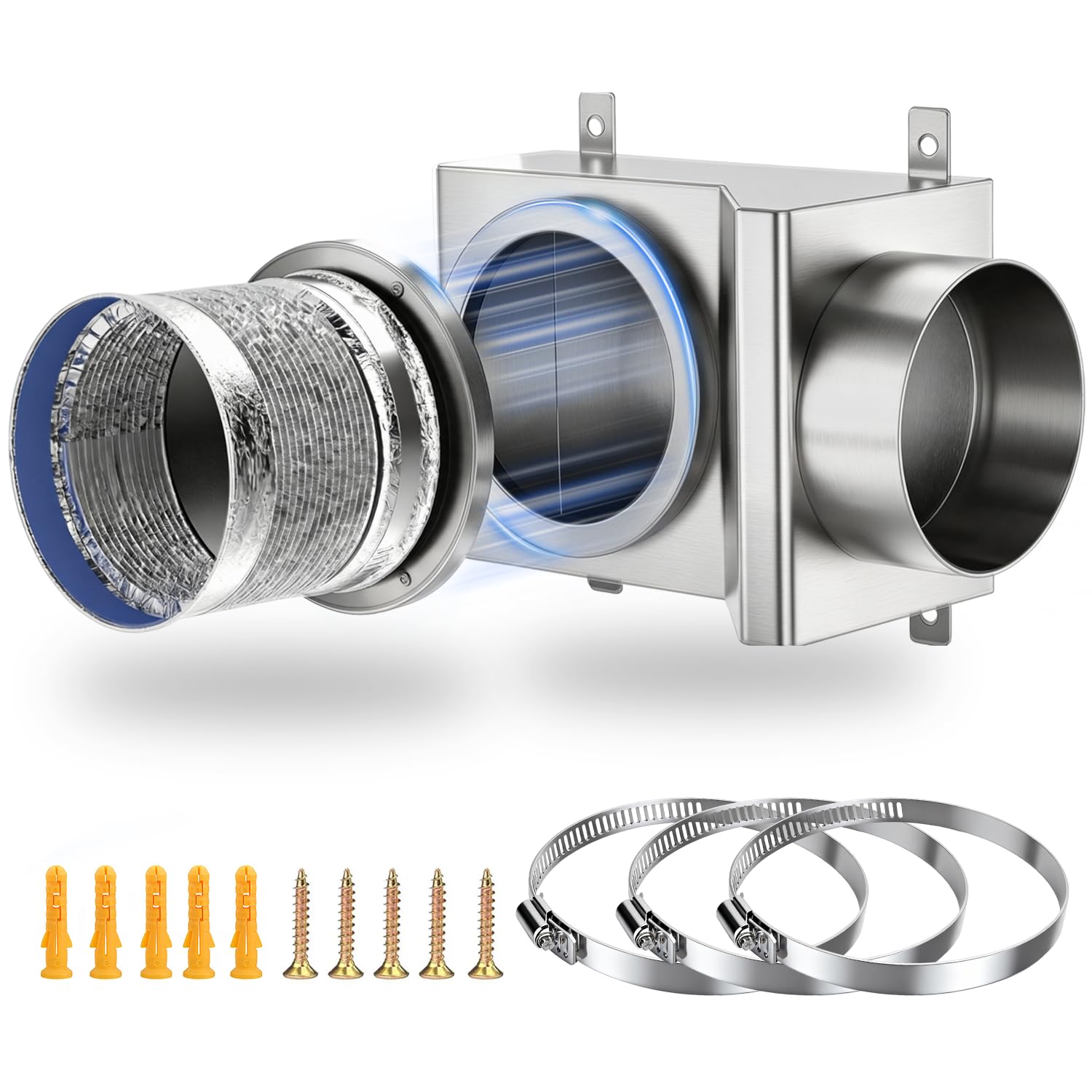 Magnetic Dryer Vent Connector Kit – 90° Elbow, Stainless Steel