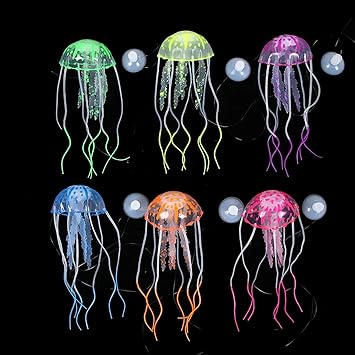 Amazon Wsere 6個セット 水槽用装飾テーマオーナメント 蛍光効果 人工クラゲ シリコン製 安全 装飾 魚タンク 水族館 Wsere サンゴ 通販