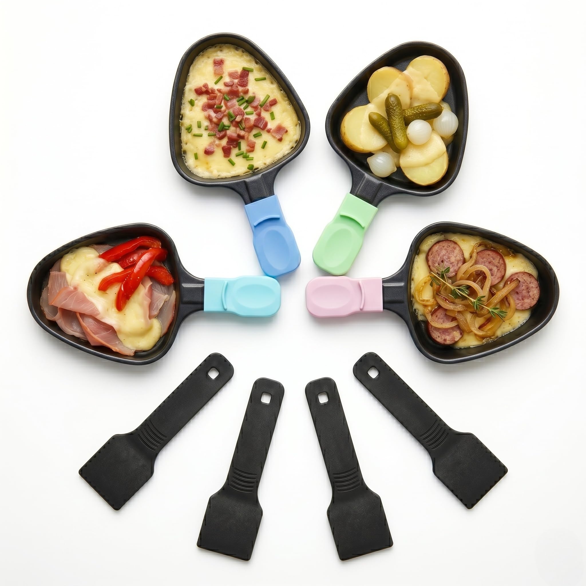 Poêles à fromage antiadhésives à bec verseur pour grill rond (x4)
