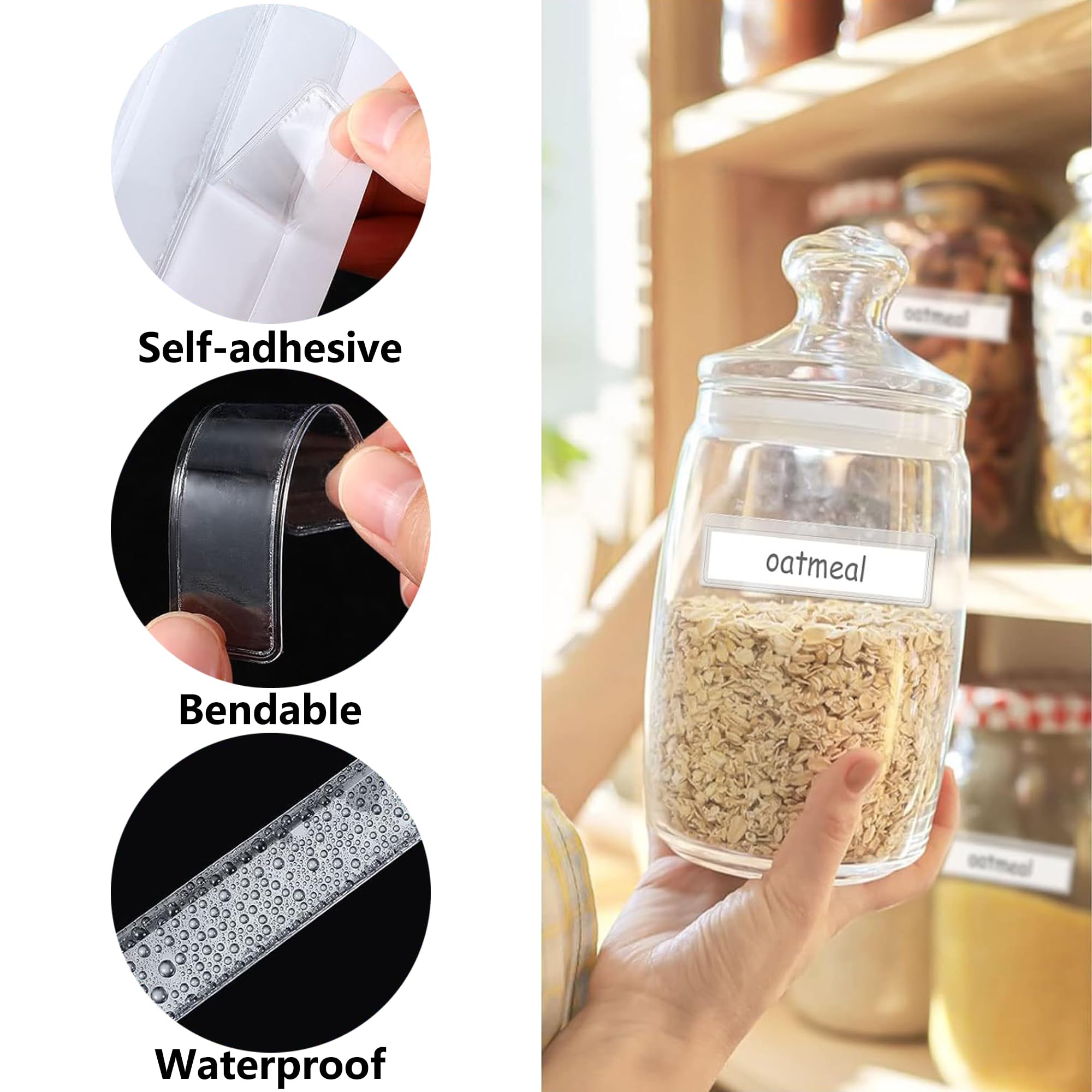 HAOBIN Label Holder, Self-Adhesive Label Holder, Small For Clamping, Transparent Business Cards, Pockets, Transparent Name Plate, Label Holder