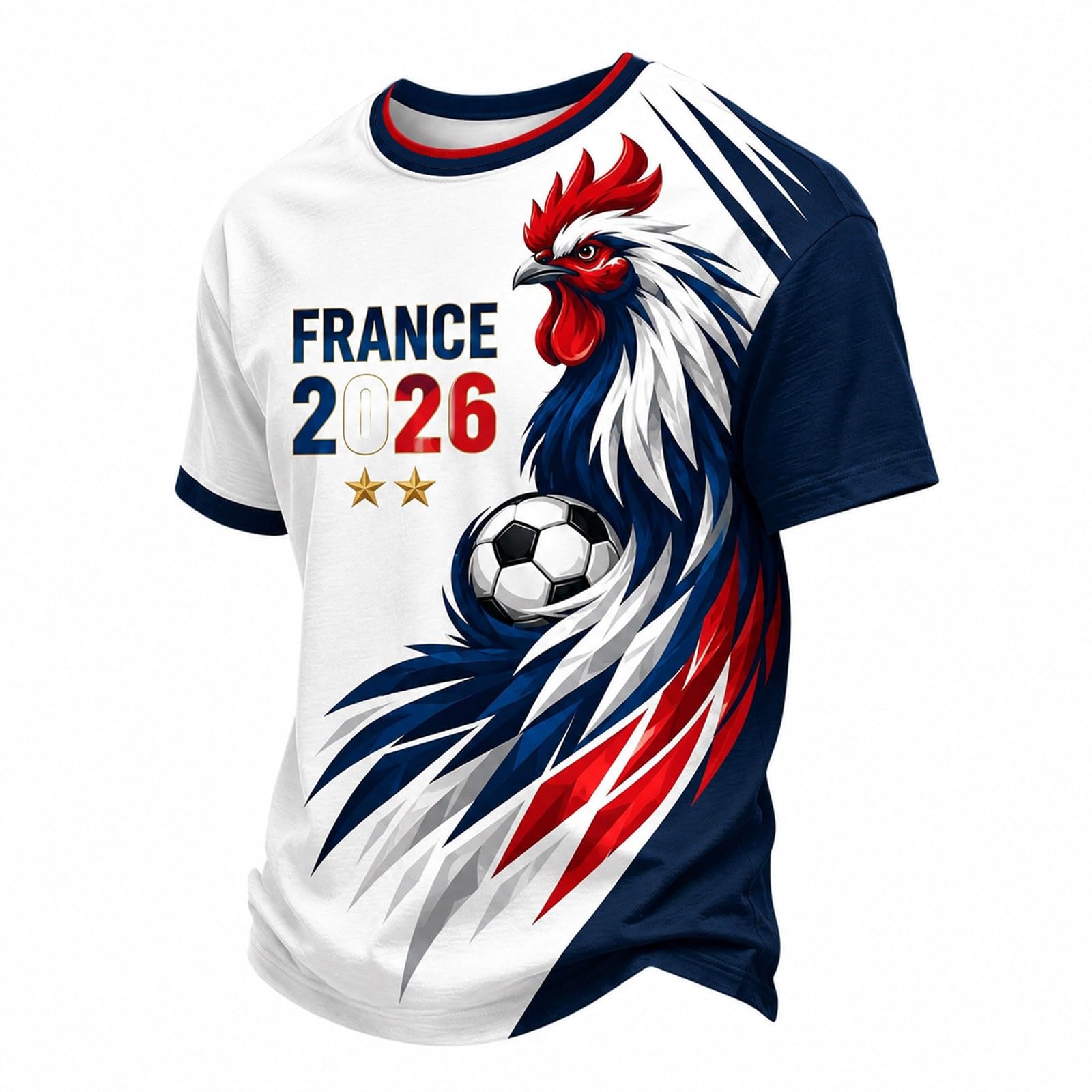 Générique Maillot France 2026 Homme – Maillot de Foot France avec Coq Gaulois, Haut Décontracté Style Fan Respirant pour Supporter Équipe de France Football