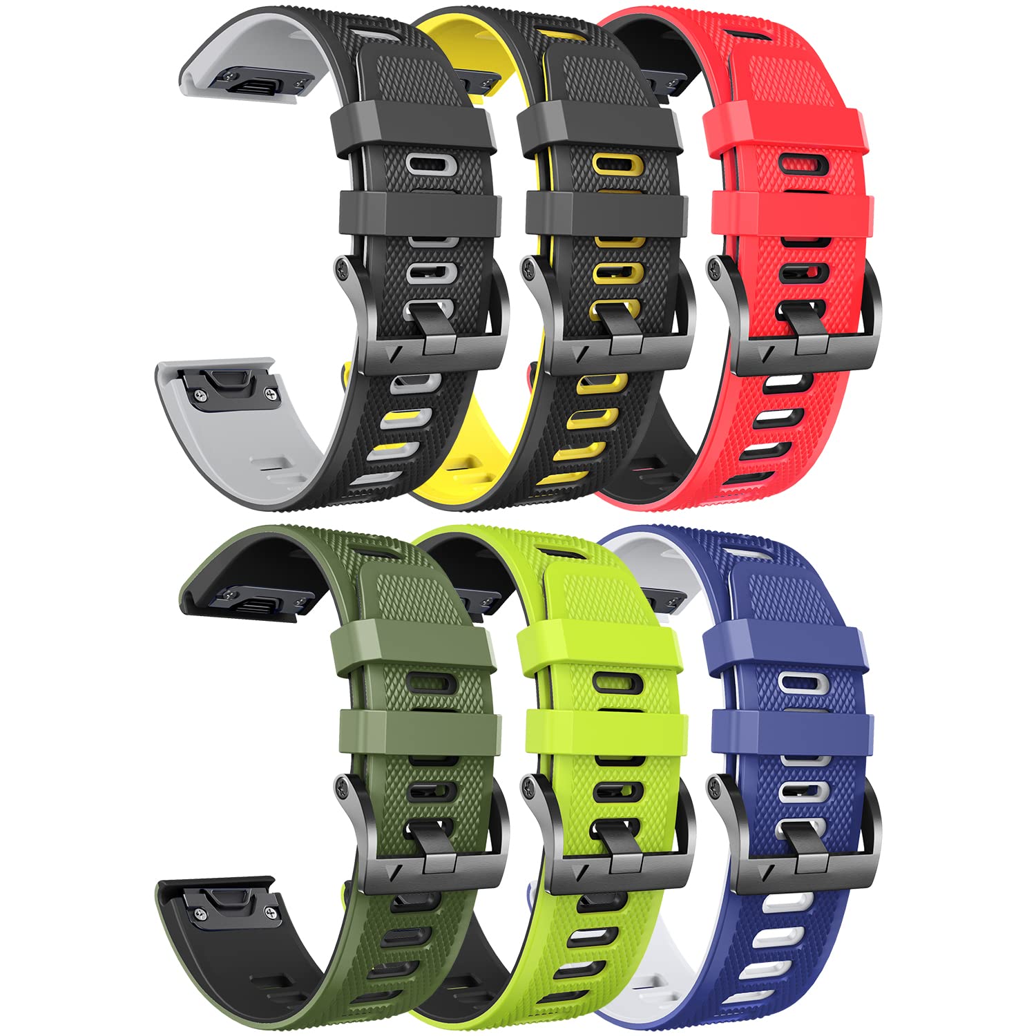 Cinturino in Silicone Compatibile con Fenix 6/Fenix 5 Cinturino, Ricambio a Sgancio Rapido da 22mm Cinturino con Fibbia a Vite per Descent MK 2/Approach S60/S62/Quatix 5