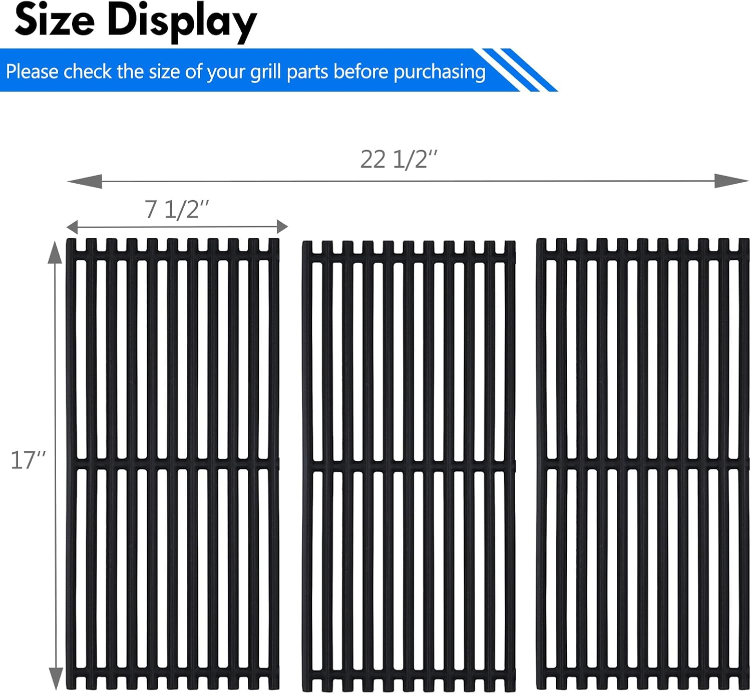 463242516 Grill Grates Replacement Parts for Charbroil Tru Infrared 3 Burner Gas Grill Parts 463355220 463242515 463367016 Grates G474-0017-W2 G466-0025-W1A Char-Broil 17 inch Cast Iron Cooking Grids