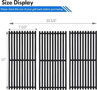 463242516 Grill Grates Replacement Parts for Charbroil Tru Infrared 3 Burner Gas Grill Parts 463355220 463242515 463367016 Grates G474-0017-W2 G466-0025-W1A Char-Broil 17 inch Cast Iron Cooking Grids